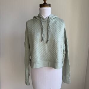LIGHT GREEN QUILTED HOODIE CROPPED WOMENS HOODIE XS